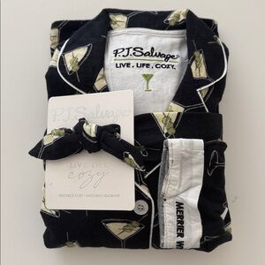 PJ Salvage Merrier With A Martini Cotton Fannel Pajama Set ,Sz Small, NWT